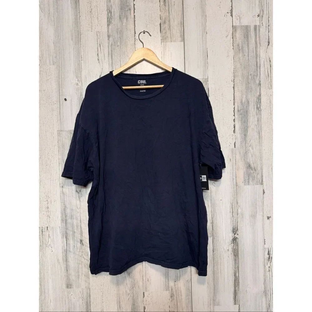 CSG Men’s Navy Blue Short Sleeve T-Shirt 4XL Big & Tall 100% Cotton